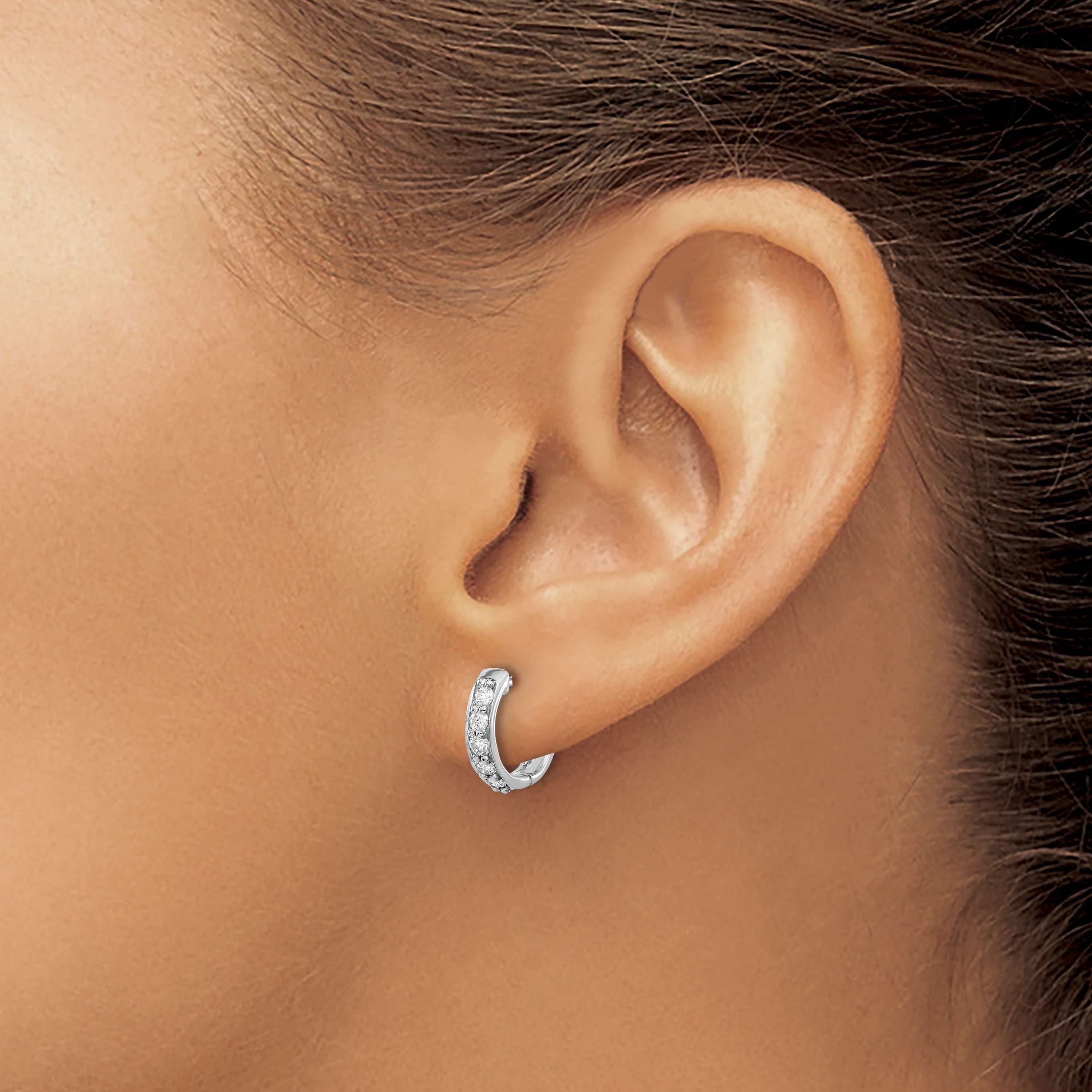 Lab Created 1/3 ct. t.w. Diamond Hoop Earrings in 14K White Gold