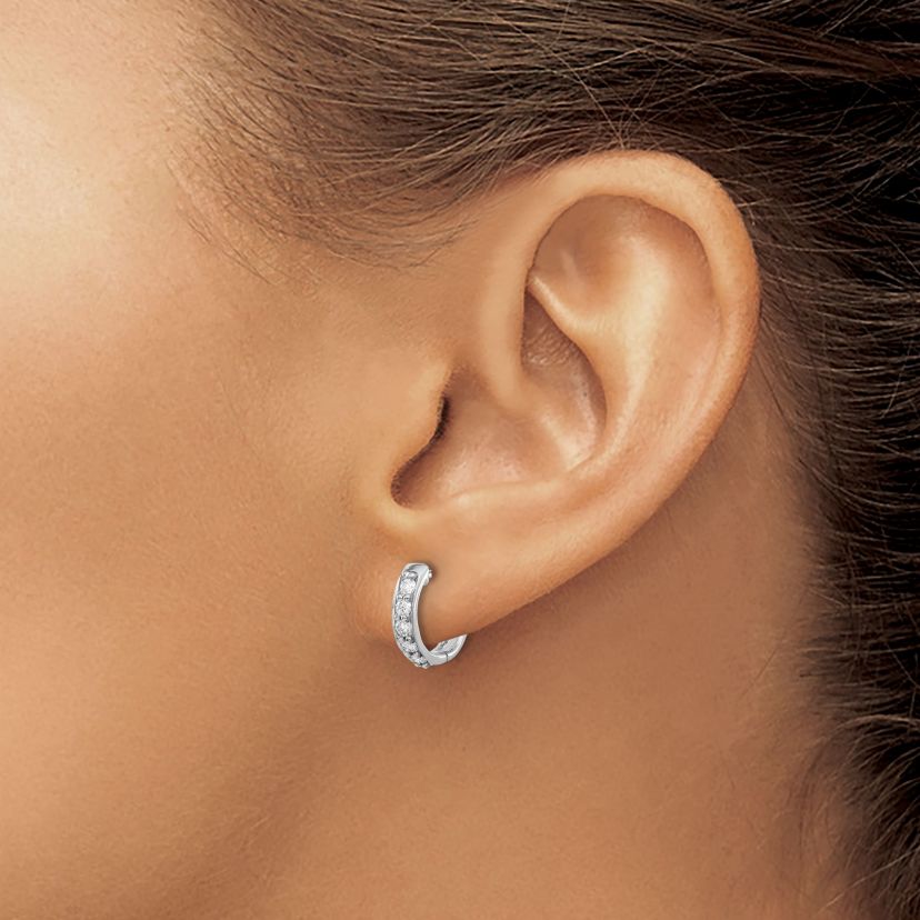 Lab Created 1/3 ct. t.w. Diamond Hoop Earrings in 14K White Gold