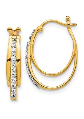 Belk & Co 1/5 ct. t.w. Diamond Hoop Earrings in 14K Yellow Gold