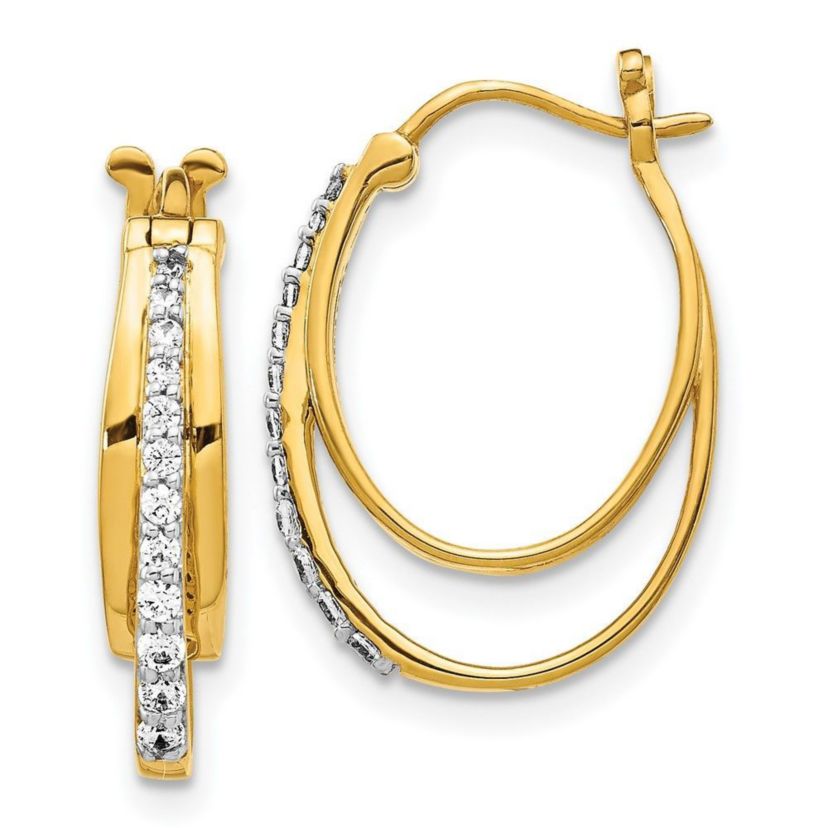 1/5 ct. t.w. Diamond Hoop Earrings in 14K Yellow Gold