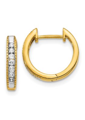 Belk & Co 1/5 ct. t.w. Diamond Hinged Hoop Earrings in 14K Gold -  540005811737032