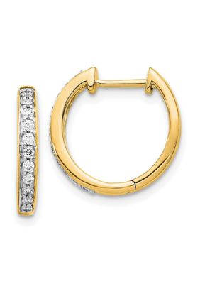 Belk & Co 1/4 ct. t.w. Diamond Complete Hinged Hoop Earrings in 14K Gold -  540005811736811