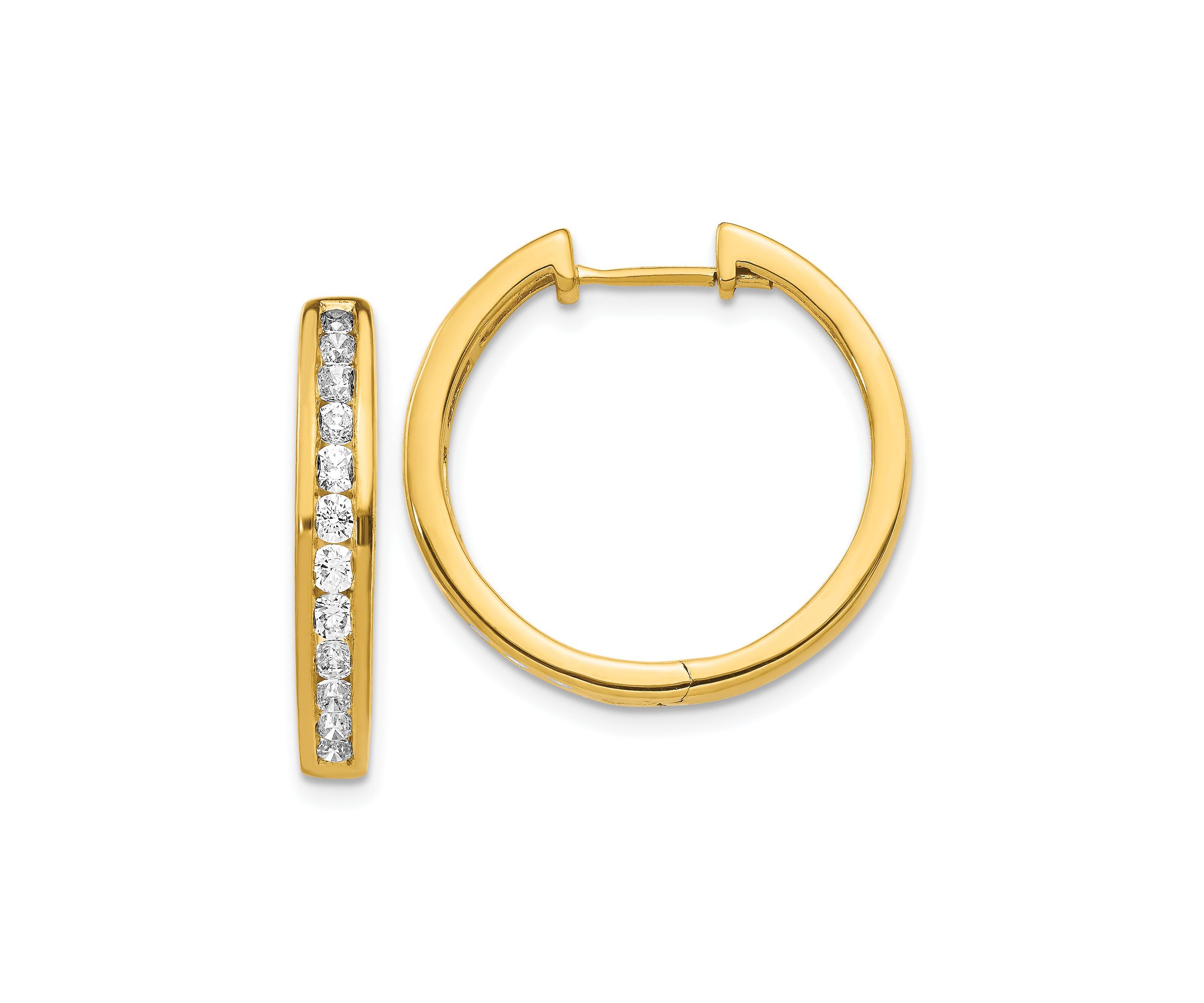 1 ct. t.w. Diamond Hinged Hoop Earrings in 14K Yellow Gold