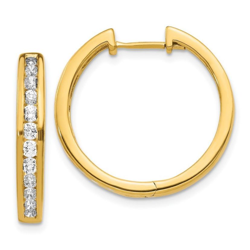 1 ct. t.w. Diamond Hinged Hoop Earrings in 14K Yellow Gold