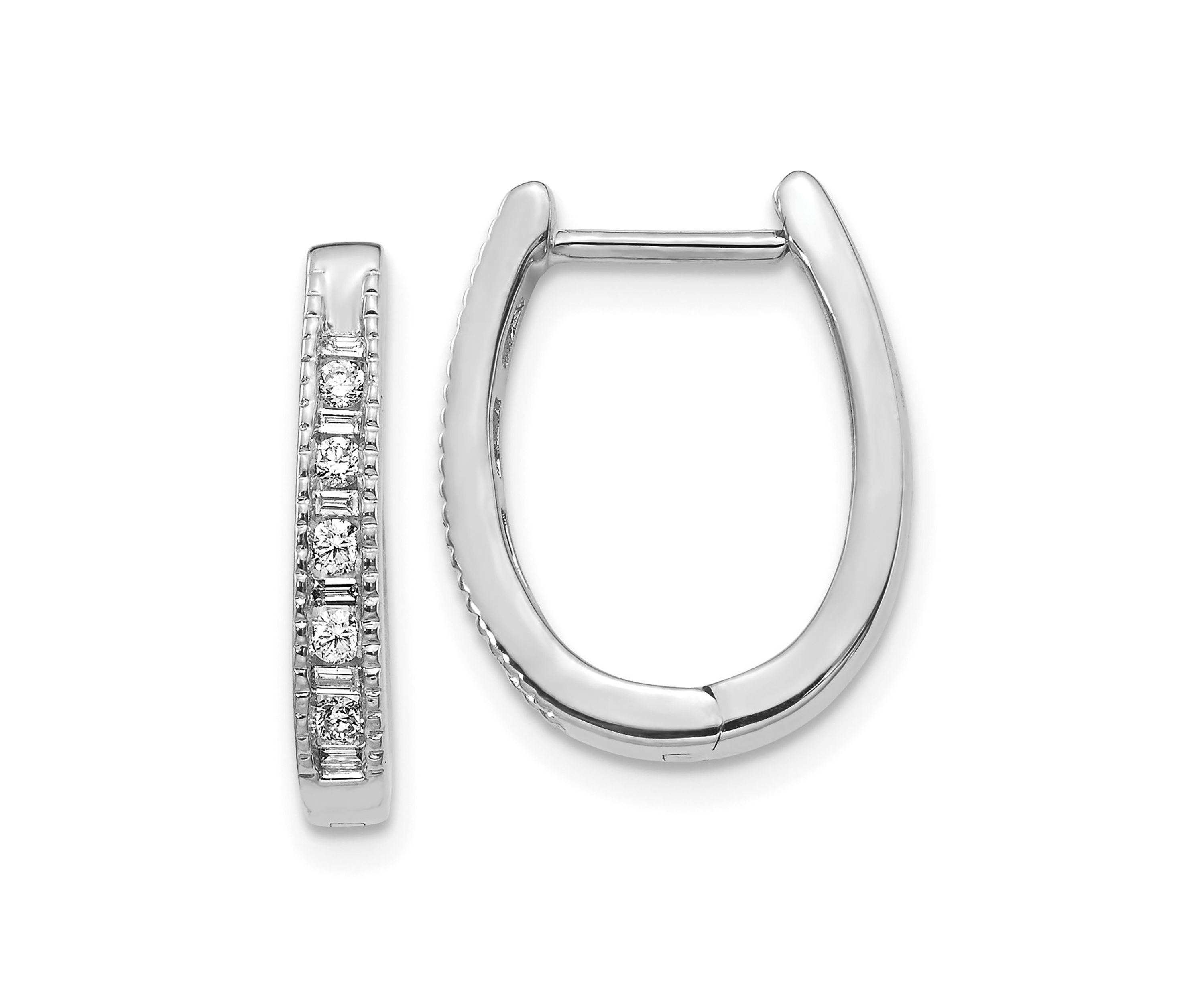 1/5 ct. t.w. Diamond Oval Hinged Hoop Earrings in 14K Gold