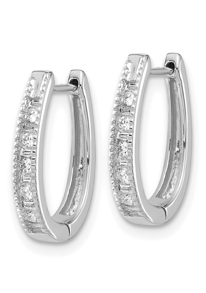 1/5 ct. t.w. Diamond Oval Hinged Hoop Earrings in 14K Gold