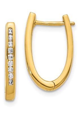 Belk & Co 1/4 ct. t.w. Diamond Oval Hinged Hoop Earrings in 14K Gold -  540005811736817