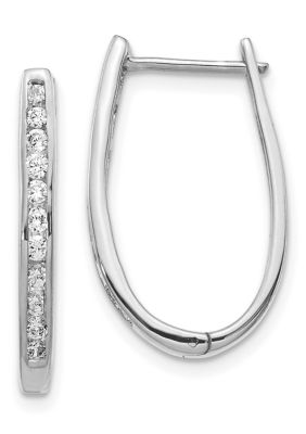 1/ ct. t.w. Diamond Oval Hinged Hoop Earrings 14K Gold