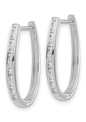 1/ ct. t.w. Diamond Oval Hinged Hoop Earrings 14K Gold