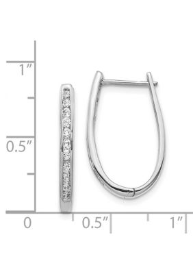 1/ ct. t.w. Diamond Oval Hinged Hoop Earrings 14K Gold