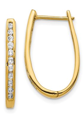 Belk & Co 1/2 ct. t.w. Diamond Oval Hinged Hoop Earrings in 14K Gold -  540005811736814