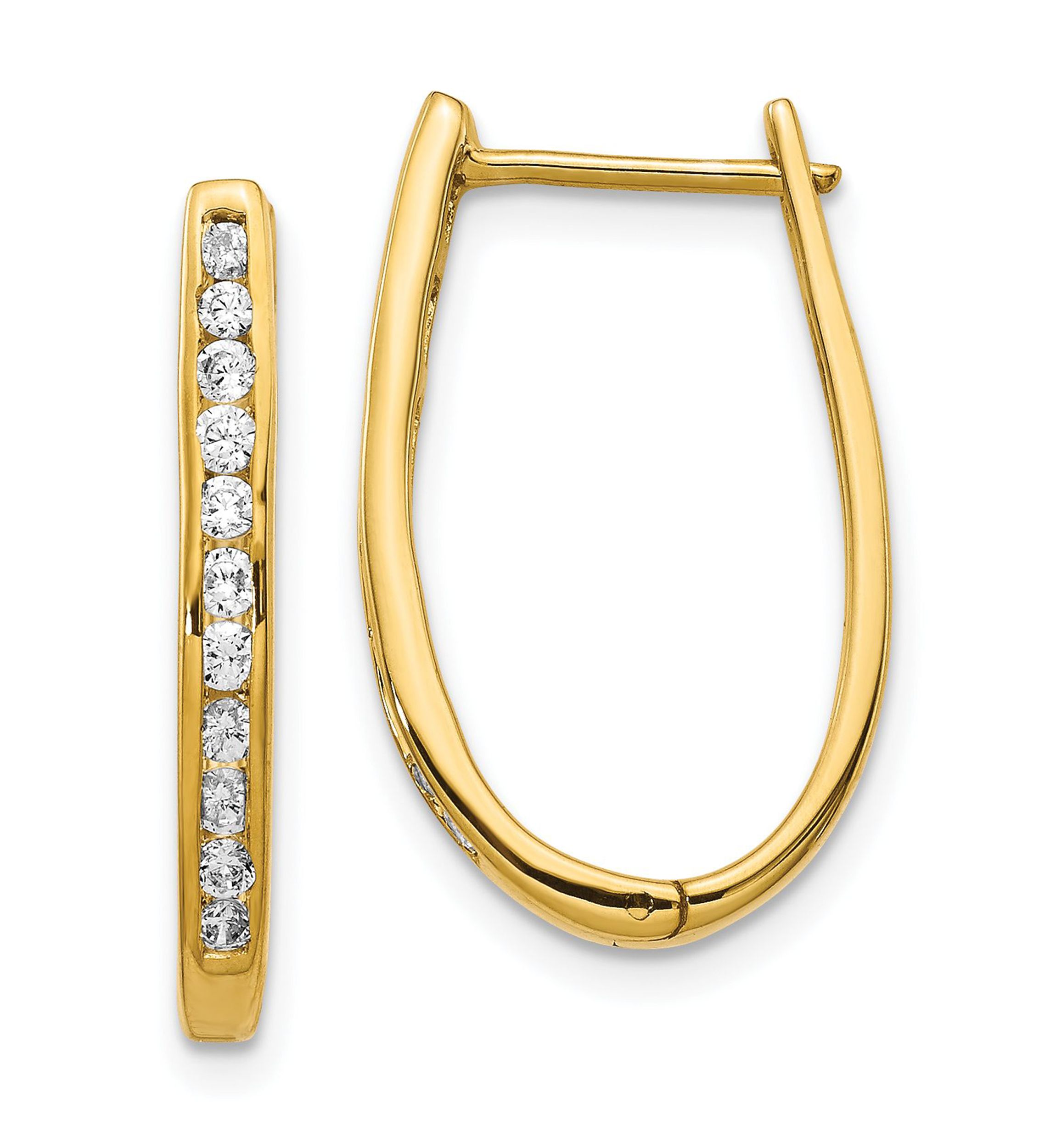 1/2 ct. t.w. Diamond Oval Hinged Hoop Earrings in 14K Gold