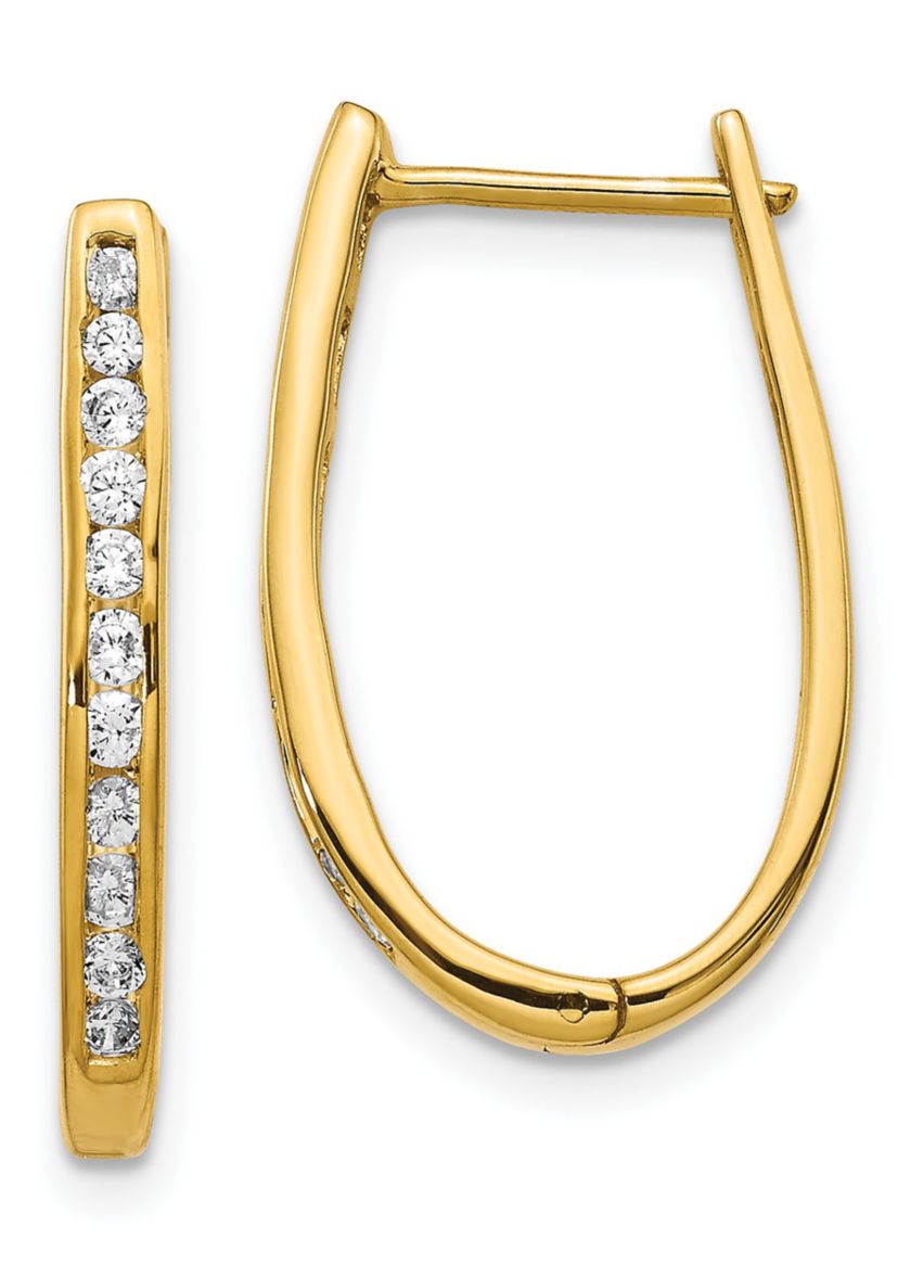 1/2 ct. t.w. Diamond Oval Hinged Hoop Earrings in 14K Gold