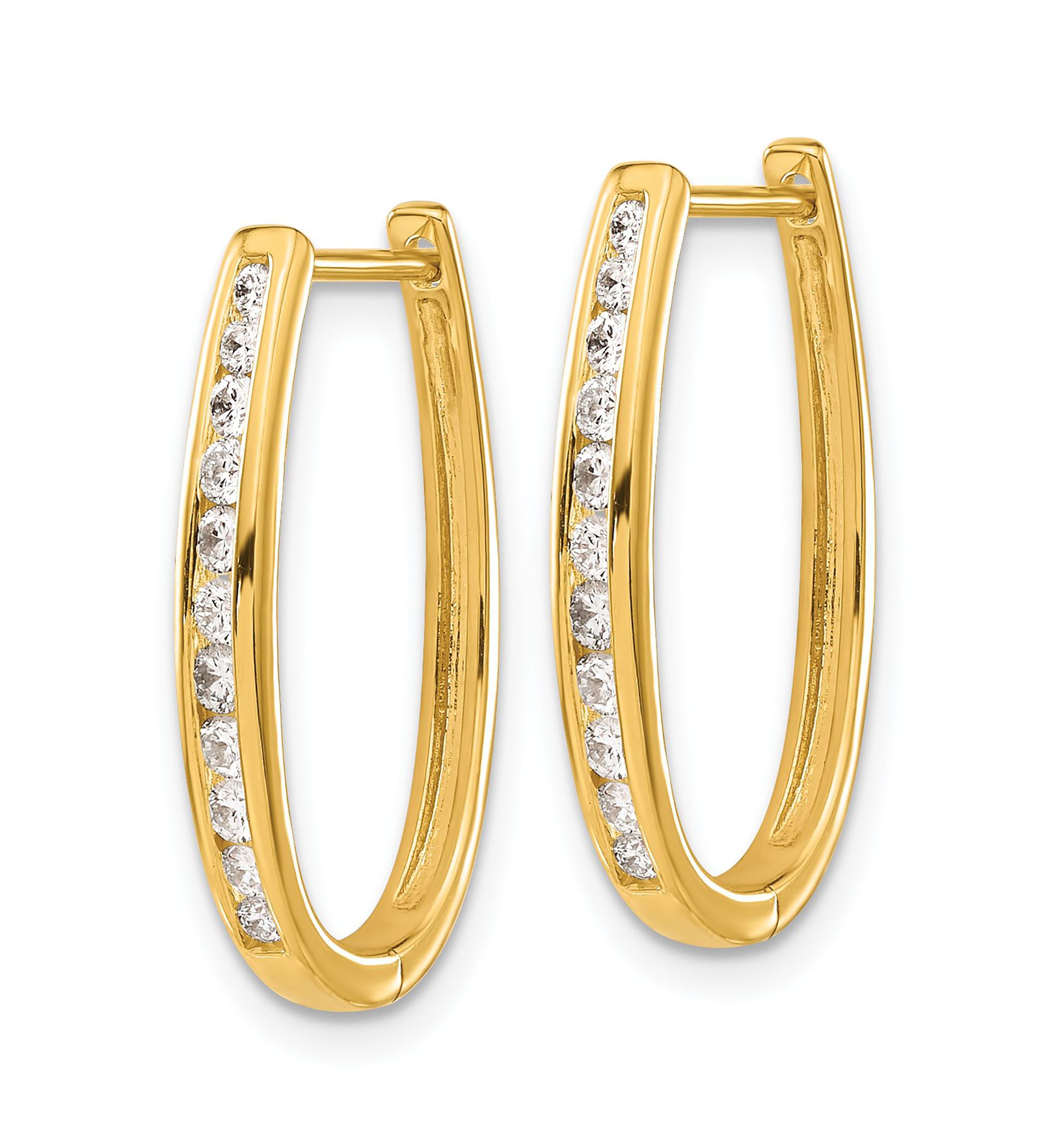 1/2 ct. t.w. Diamond Oval Hinged Hoop Earrings in 14K Gold