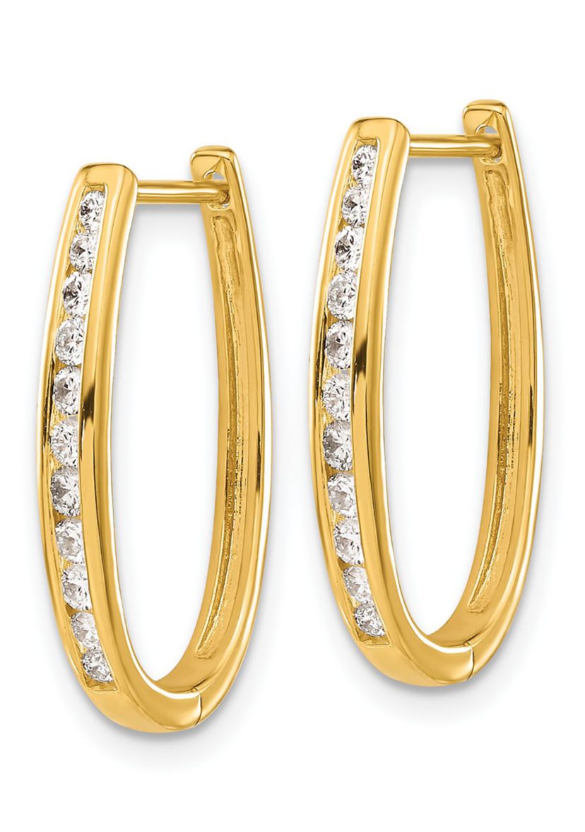 1/2 ct. t.w. Diamond Oval Hinged Hoop Earrings in 14K Gold