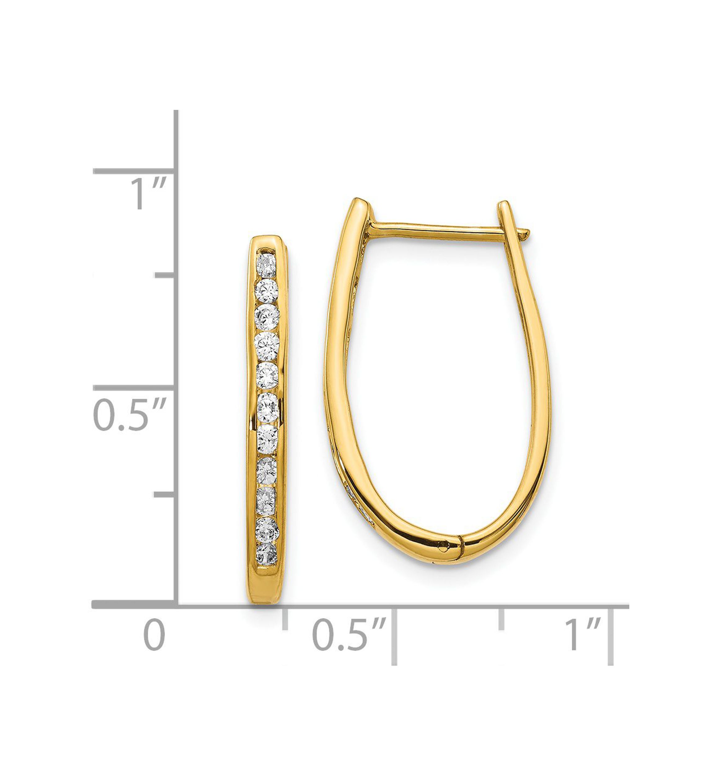 1/2 ct. t.w. Diamond Oval Hinged Hoop Earrings in 14K Gold