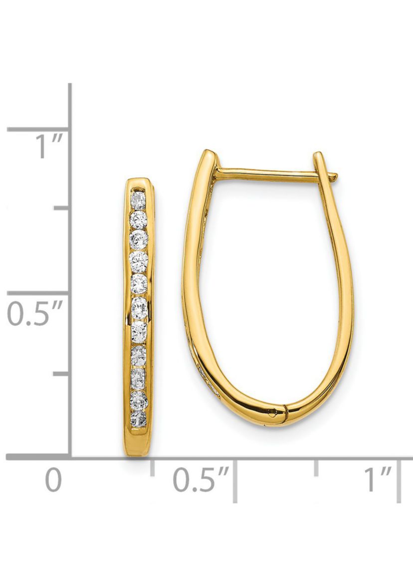1/2 ct. t.w. Diamond Oval Hinged Hoop Earrings in 14K Gold