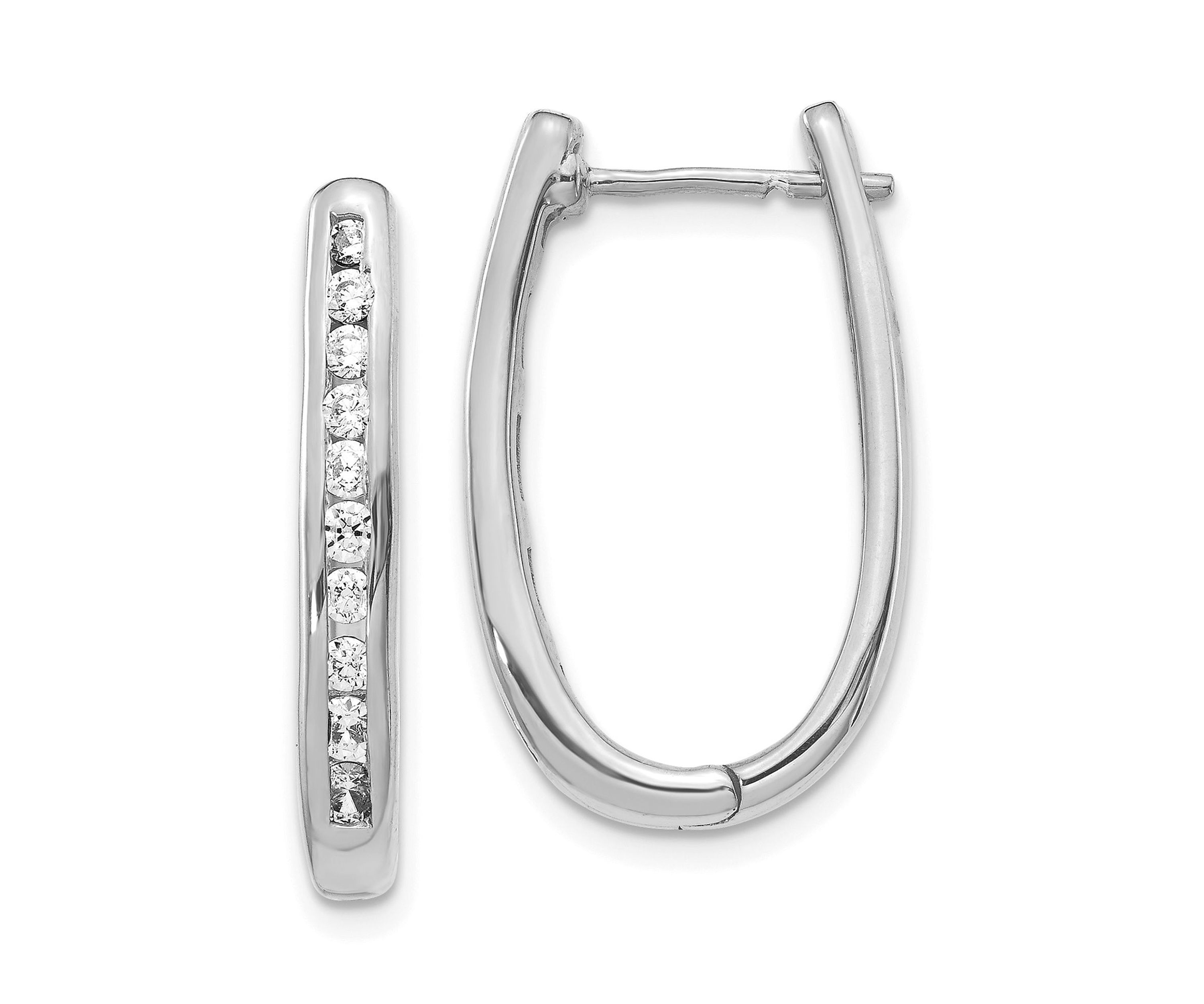 3/4 ct. t.w. Diamond Oval Hinged Hoop Earrings in 14K Gold