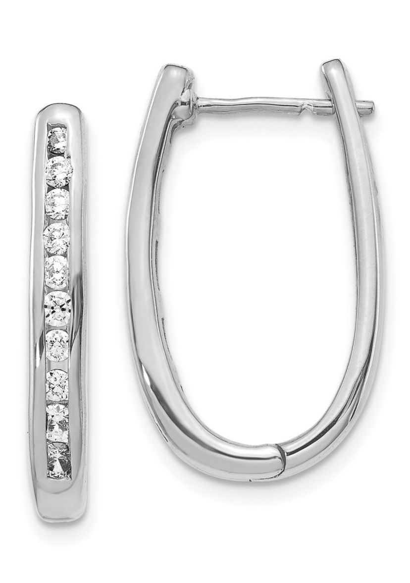 3/4 ct. t.w. Diamond Oval Hinged Hoop Earrings in 14K Gold