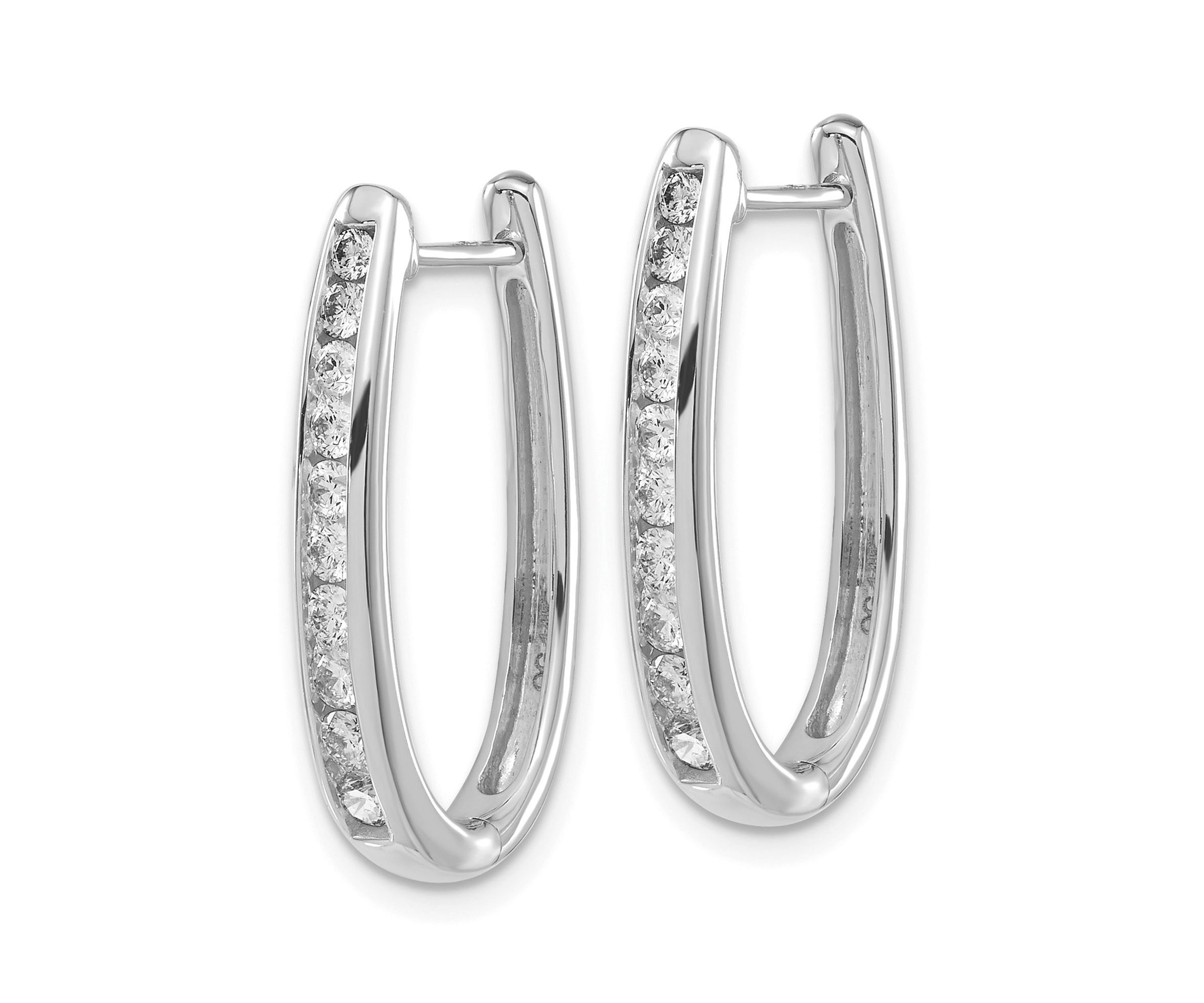 3/4 ct. t.w. Diamond Oval Hinged Hoop Earrings in 14K Gold