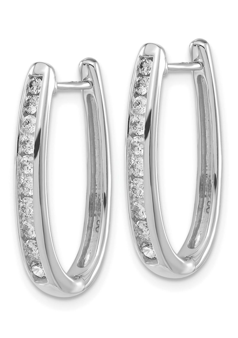 3/4 ct. t.w. Diamond Oval Hinged Hoop Earrings in 14K Gold