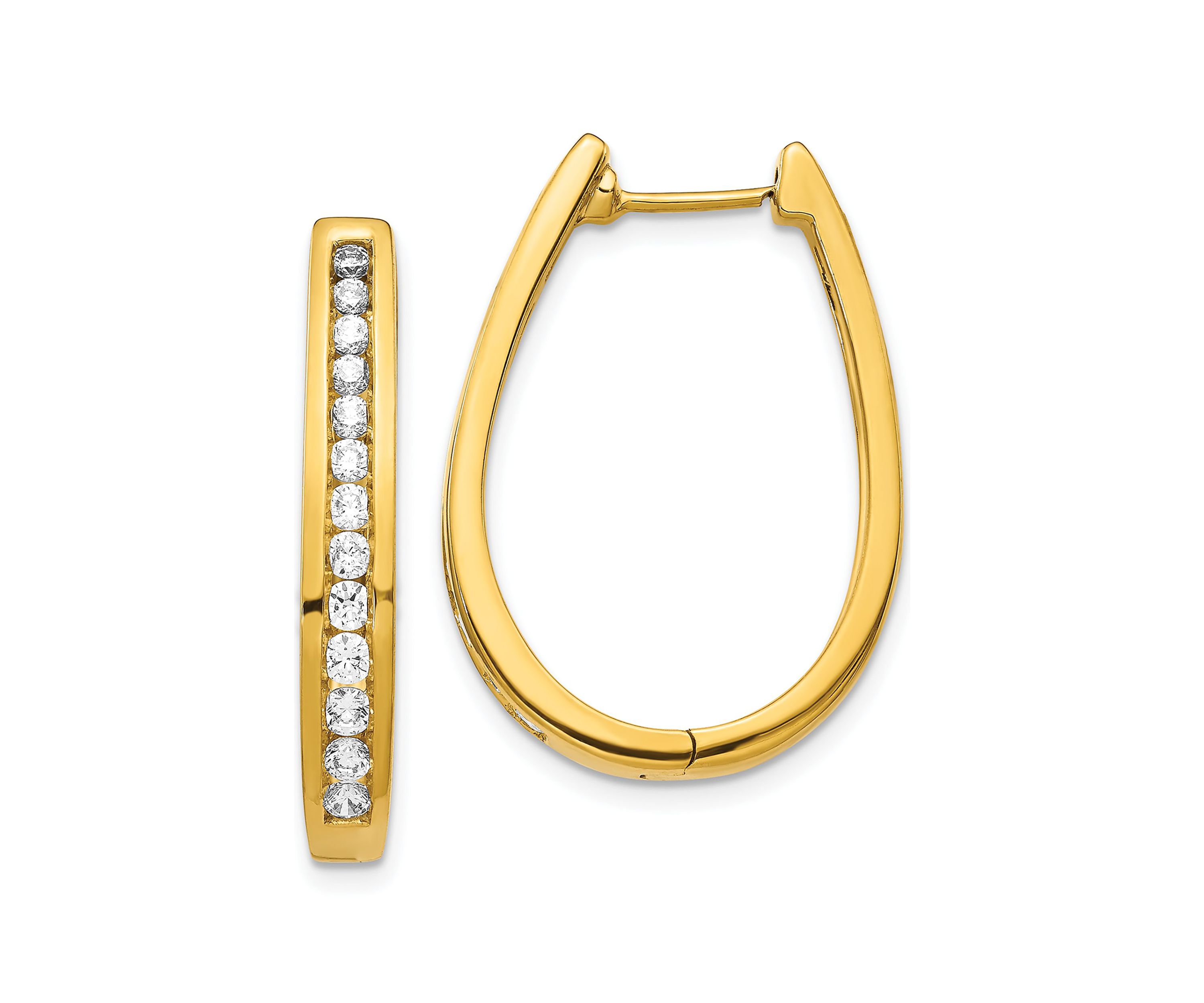 1 ct. t.w. Diamond Oval Hinged Hoop Earrings in 14K Gold