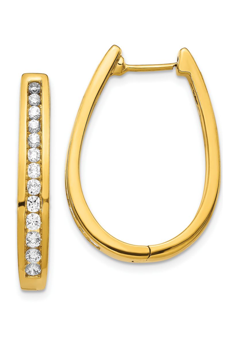 1 ct. t.w. Diamond Oval Hinged Hoop Earrings in 14K Gold