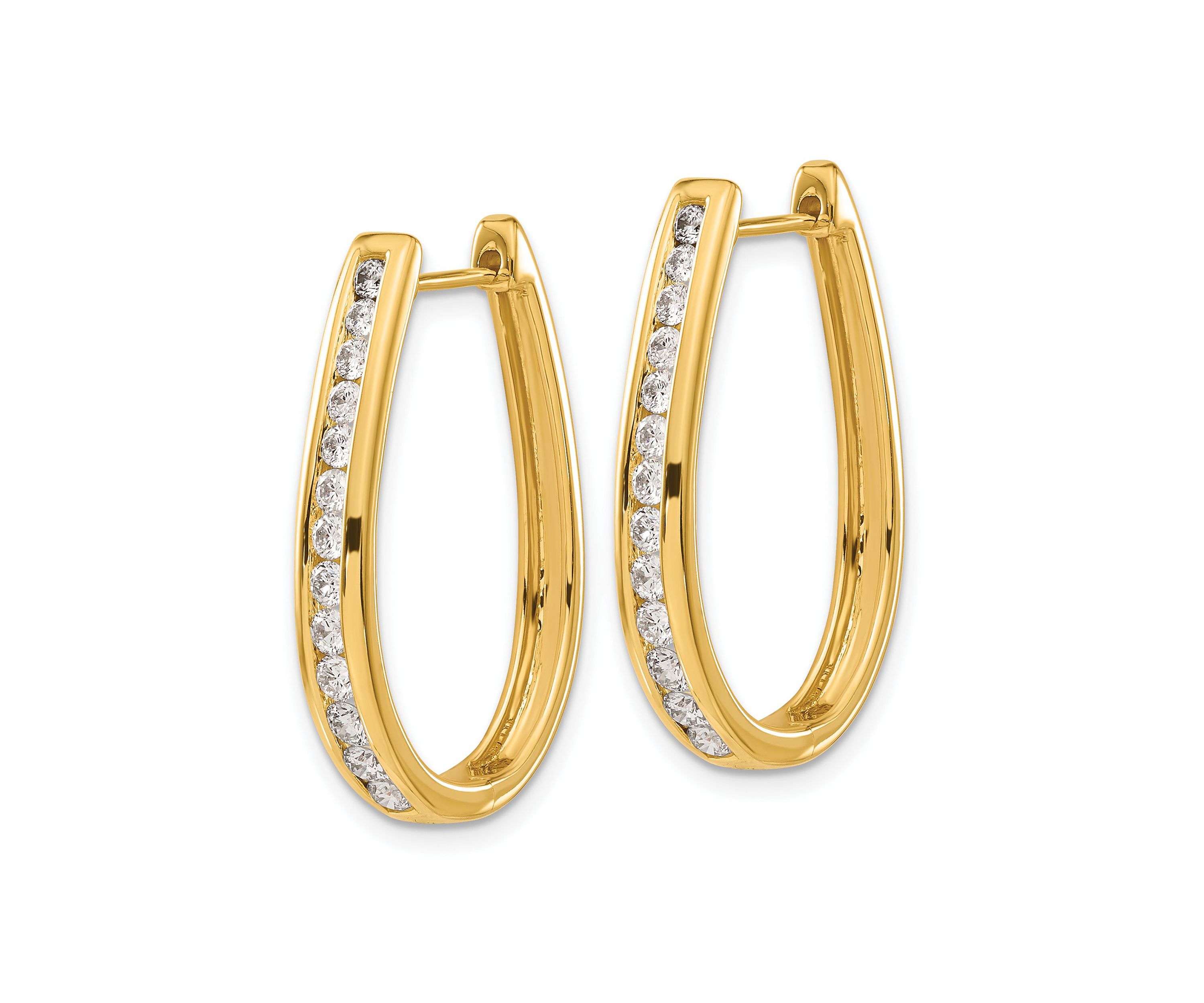1 ct. t.w. Diamond Oval Hinged Hoop Earrings in 14K Gold