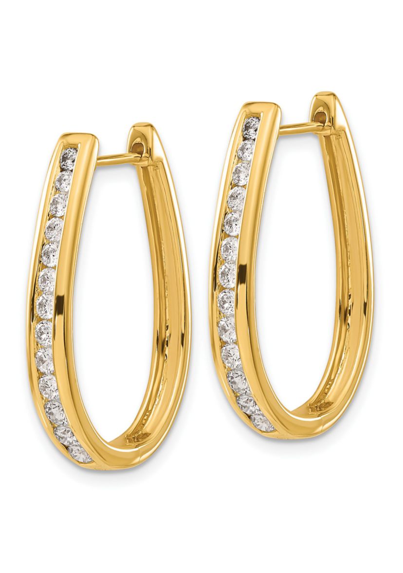 1 ct. t.w. Diamond Oval Hinged Hoop Earrings in 14K Gold