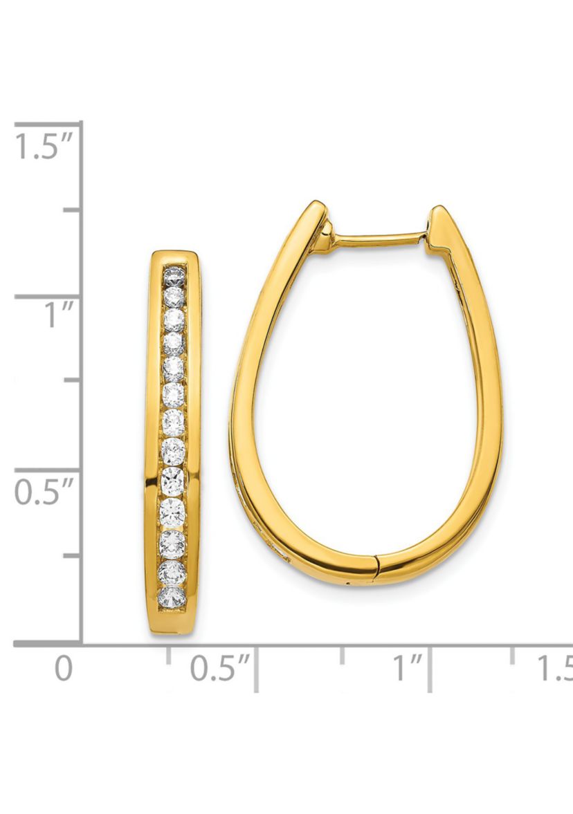 1 ct. t.w. Diamond Oval Hinged Hoop Earrings in 14K Gold