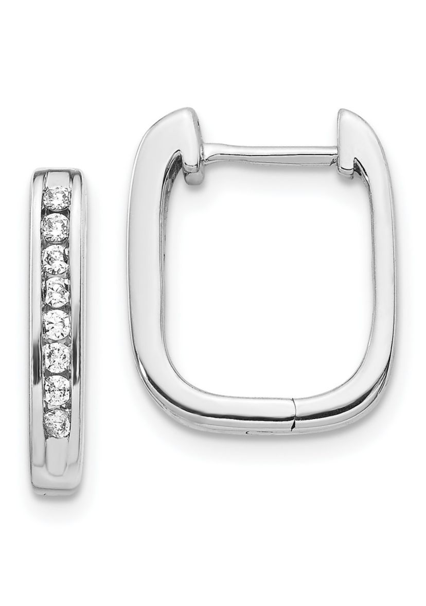1/4 ct. t.w. Diamond Complete Hinged Hoop Earrings in 14K White Gold