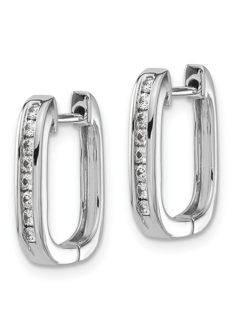1/4 ct. t.w. Diamond Complete Hinged Hoop Earrings in 14K White Gold