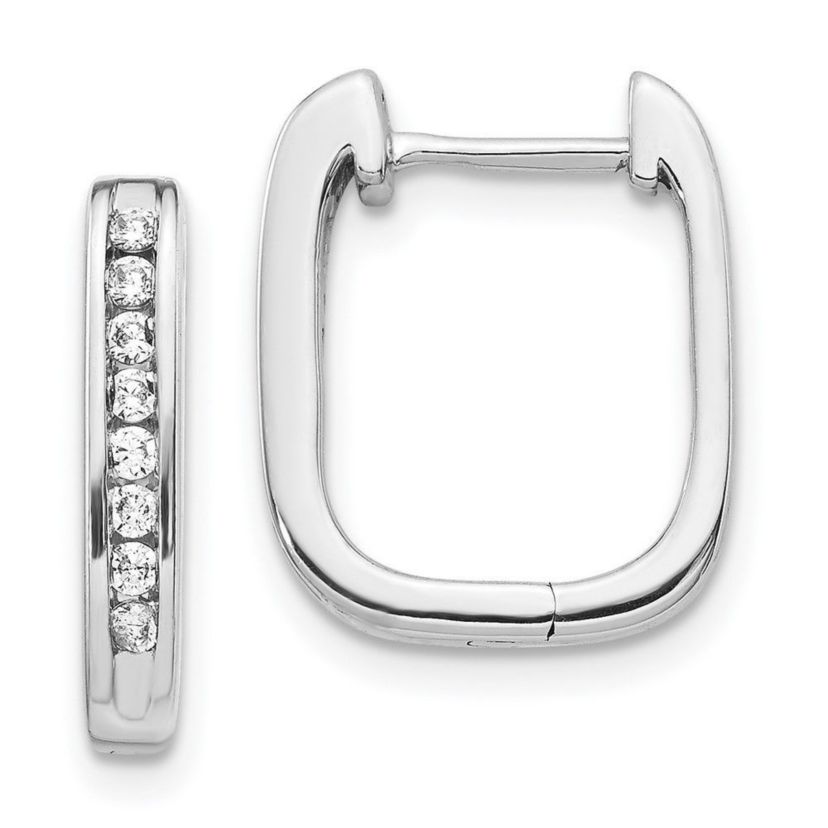 1/4 ct. t.w. Diamond Complete Hinged Hoop Earrings in 14K White Gold