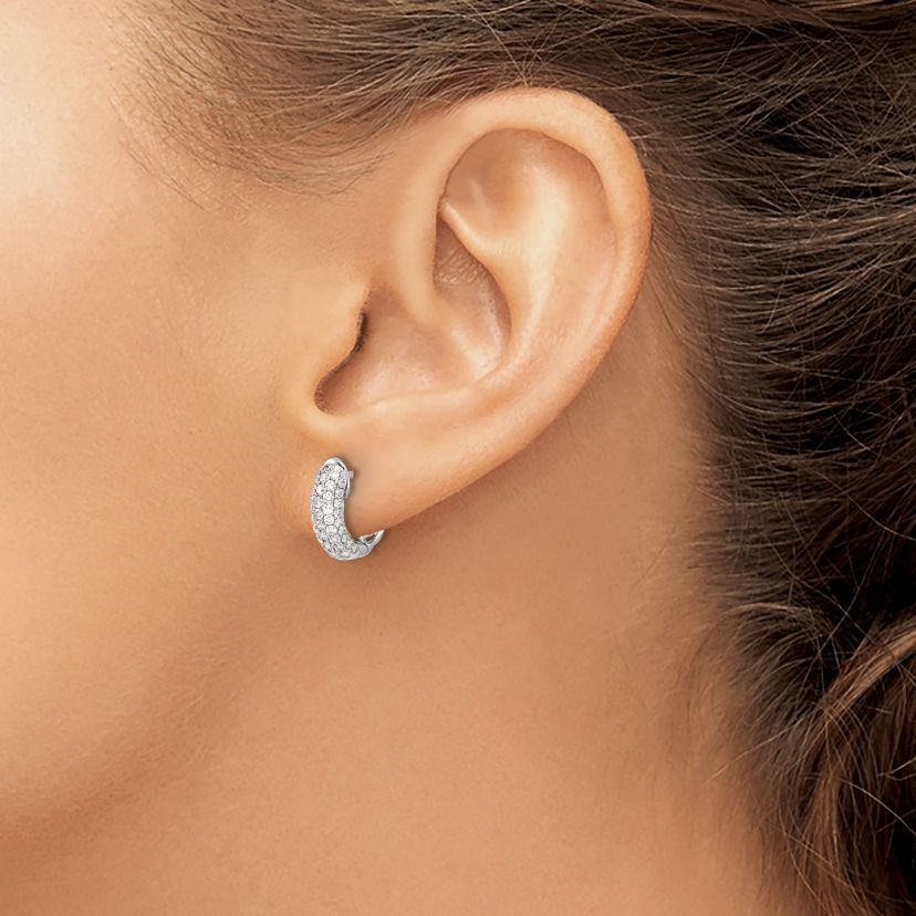 Lab Created 3/4 ct. t.w. Diamond Hoop Earrings in 14K White Gold