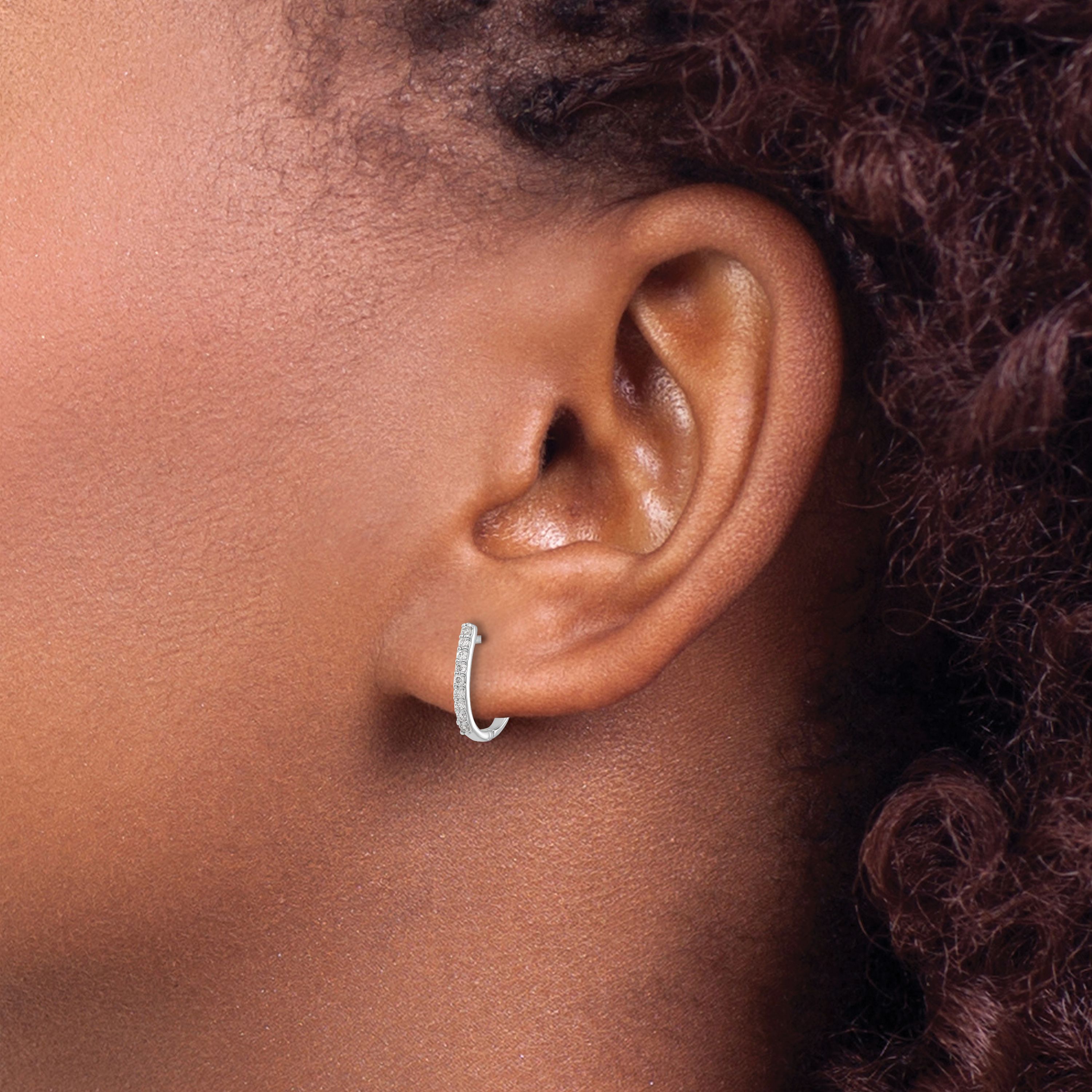 Lab Created 1/10 ct. t.w. Lab Grown Diamond Hinged Hoop Earrings in 14K White Gold