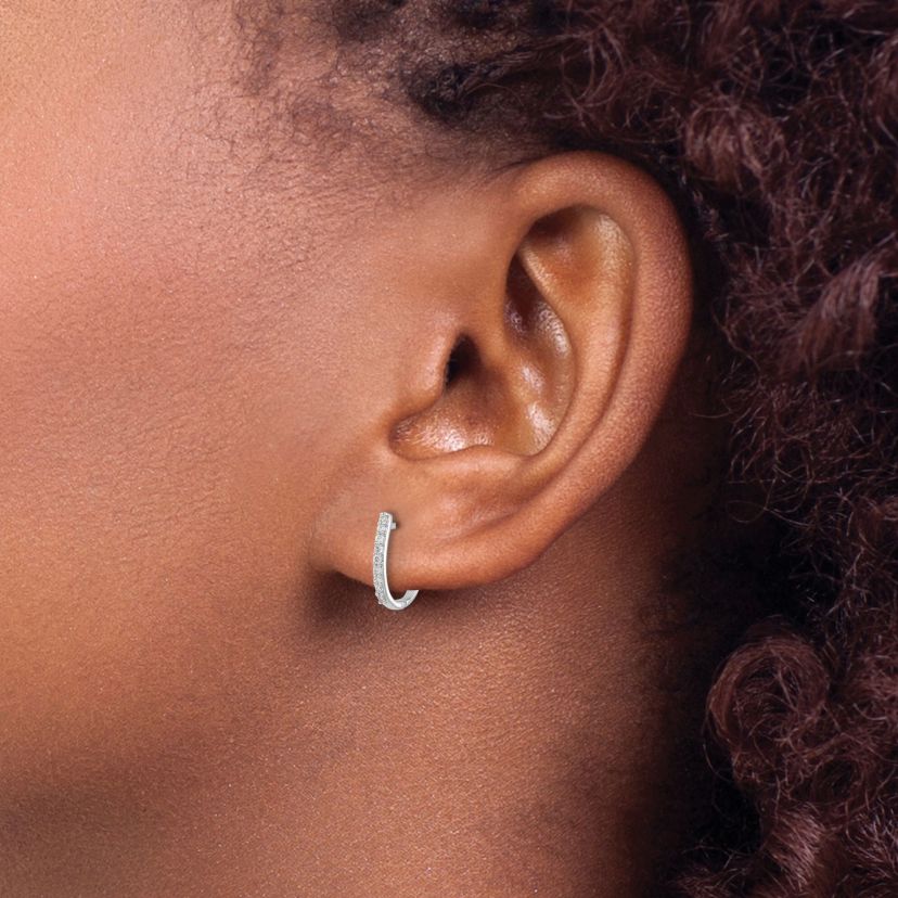 Lab Created 1/10 ct. t.w. Lab Grown Diamond Hinged Hoop Earrings in 14K White Gold