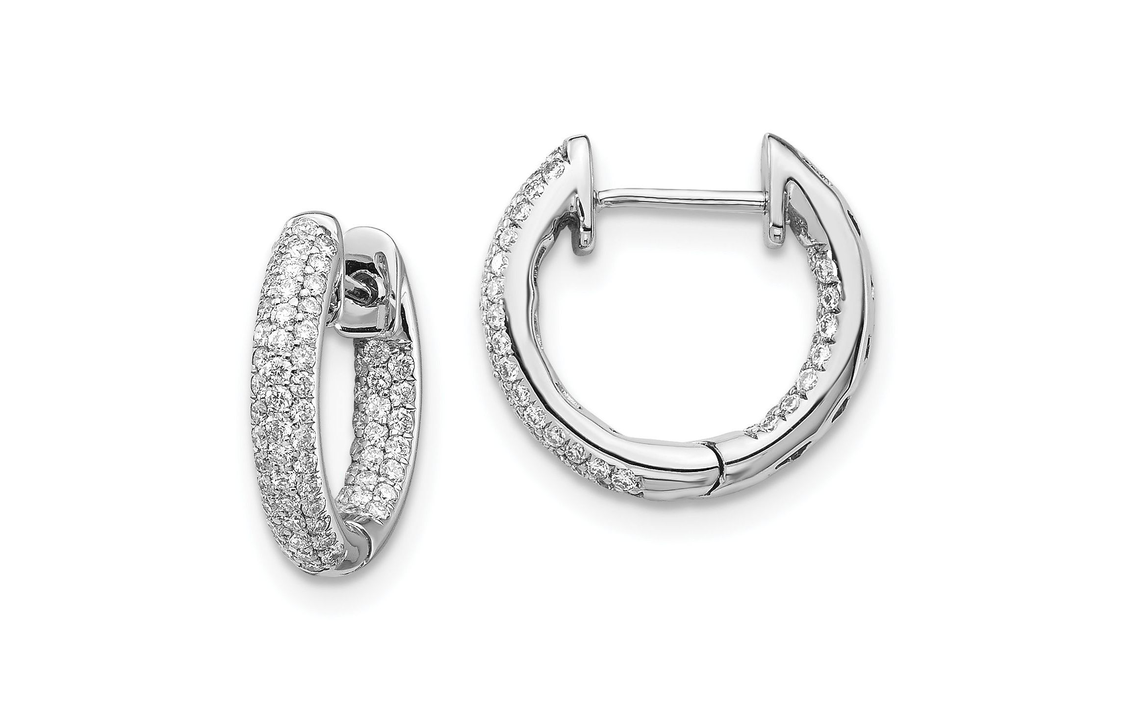 Lab Created 3/8 ct. t.w. Lab Grown Diamond Hinged Hoop Earrings in 14K White Gold