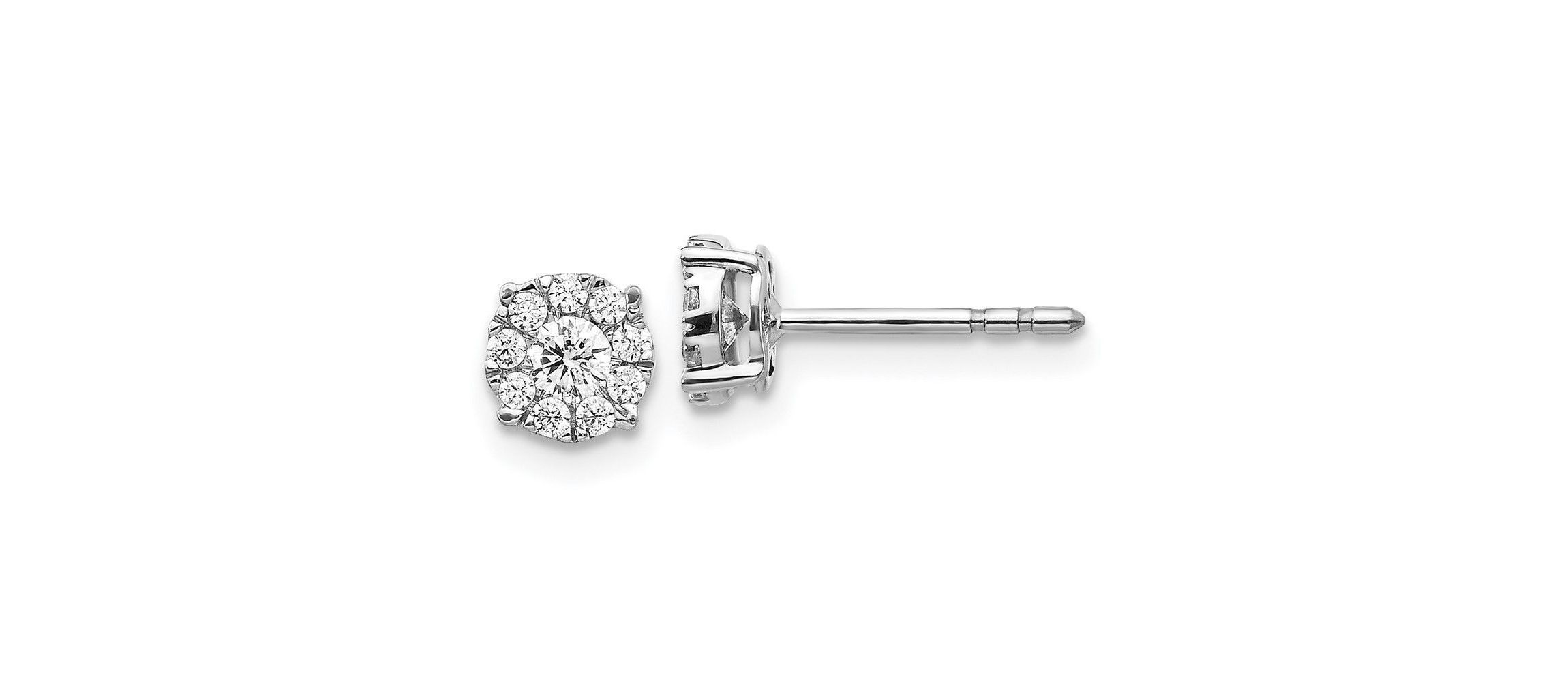 1/3 ct. t.w. Diamond Cluster Post Earrings in 14K White Gold