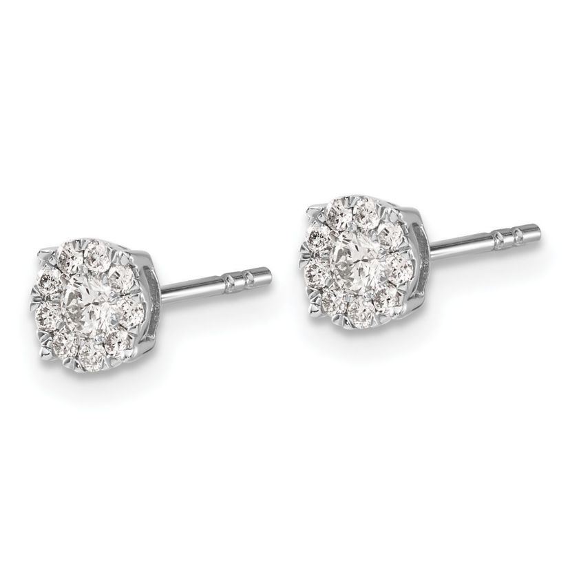 1/3 ct. t.w. Diamond Cluster Post Earrings in 14K White Gold