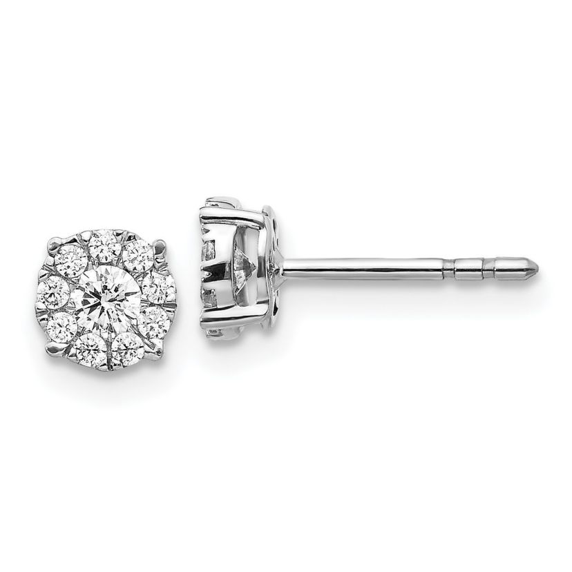 1/3 ct. t.w. Diamond Cluster Post Earrings in 14K White Gold