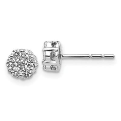 Belk & Co 1/2 ct. t.w. Diamond Cluster Push Back Earrings in 14K White Gold
