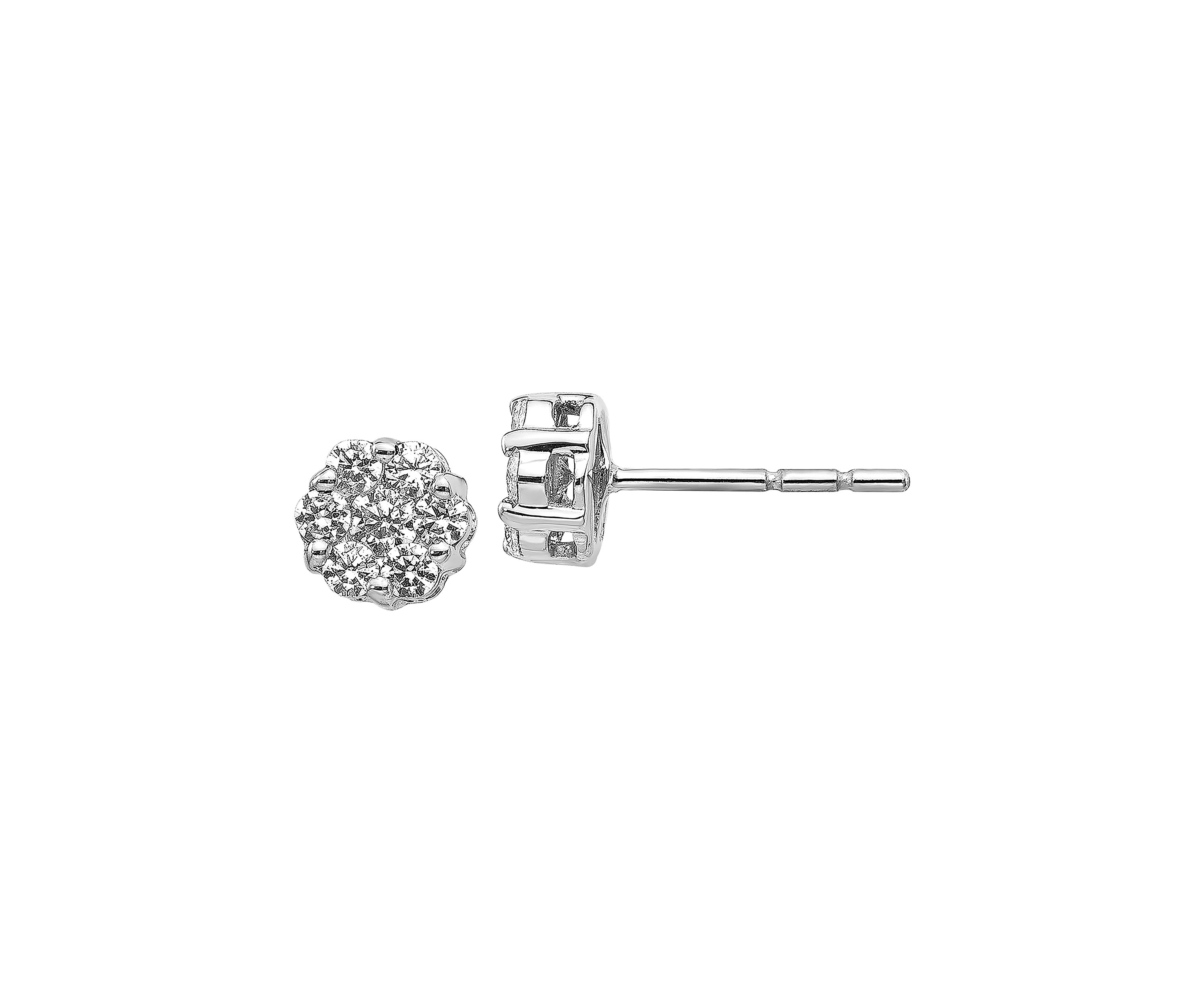 1/2 ct. t.w. Lab Grown Diamond Cluster Earrings in 14K White Gold