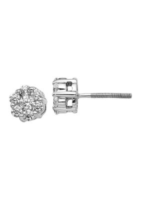 Belk & Co 5/8 ct. t.w. Lab Grown Diamond Cluster Earrings in 14K White Gold