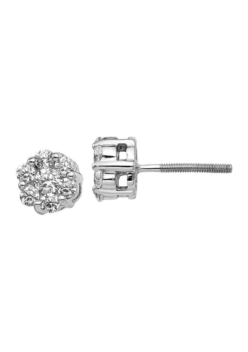 5/8 ct. t.w. Lab Grown Diamond Cluster Earrings in 14K White Gold