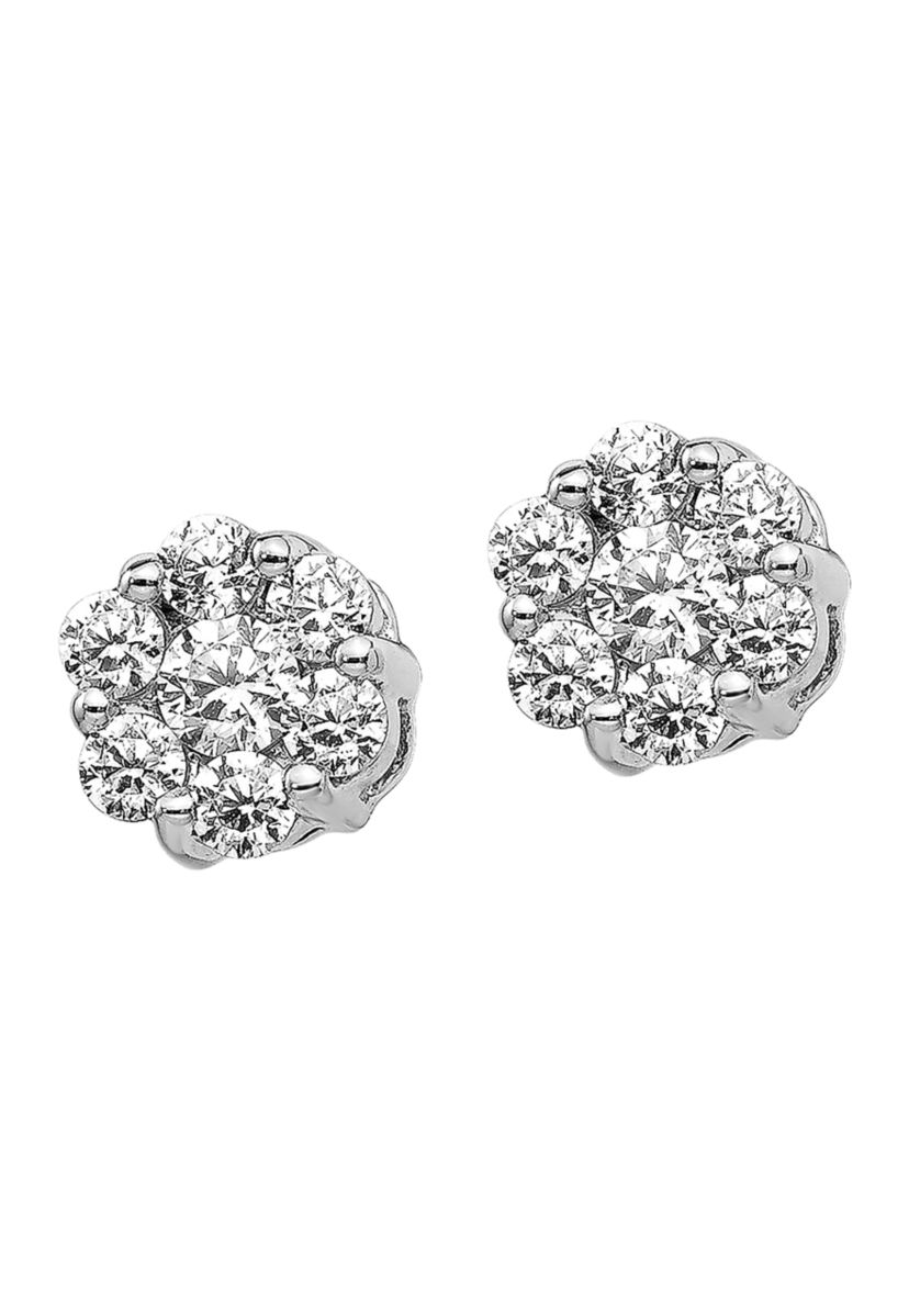 5/8 ct. t.w. Lab Grown Diamond Cluster Earrings in 14K White Gold