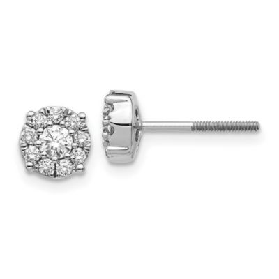 Belk & Co 1/2 ct. t.w. Cluster Diamond Screw Back Post Earrings in 14K White Gold