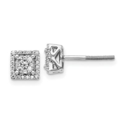 Belk & Co 1/4 ct. t.w. Diamond Square Screw Back Post Earrings in 14K White Gold