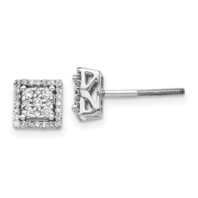 Belk & Co 1/3 ct. t.w. Diamond Square Screw Back Post Earrings in 14K White Gold