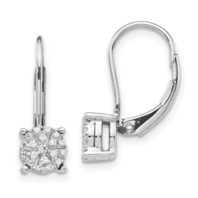 Belk & Co 1/6 ct. t.w. Diamond Cluster Leverback Earrings in 14K White Gold