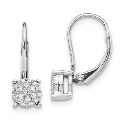 Belk & Co Lab Created 1/6 ct. t.w. Lab Grown Diamond Cluster Leverback Earrings in 14K White Gold